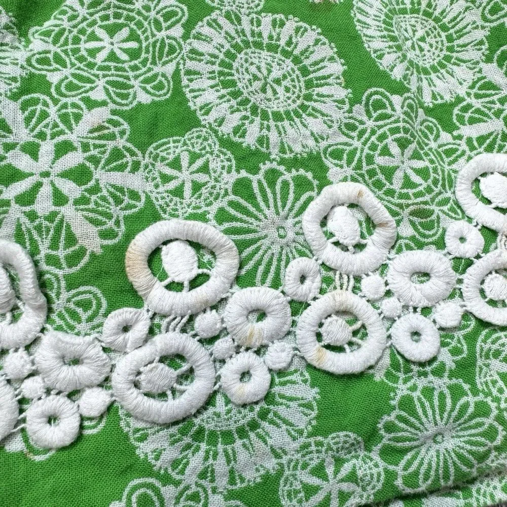 Lilly Pulitzer Kelly Green Embroidered Shift Dress Girls 7 Lace Preppy Church
